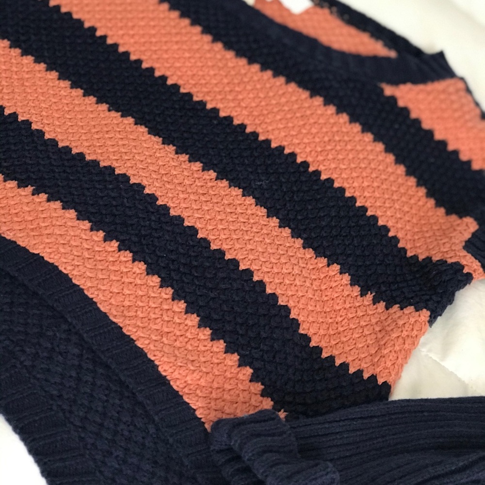 lola Navy & Spice Striped Cropped Sweater